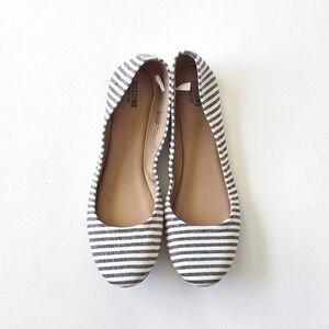 🖤 Mossimo Supply Co Womens Size 11 Black White Striped Ballet Flats Slip On Sho